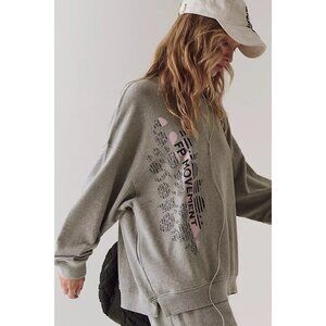 NWOT Free People Movement All Star Logo Oversized Crewneck Pullover Sweatshirt S